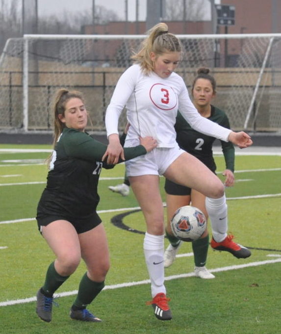 Coopersville freshman Brooklyn Michalak scores three goals in the